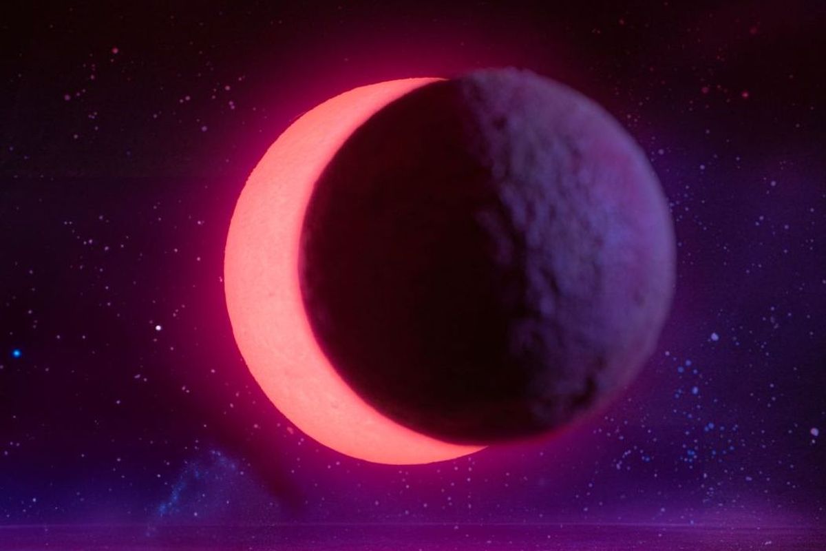 Ilustrasi gerhana matahari total 2027 dengan penutupan penuh Matahari