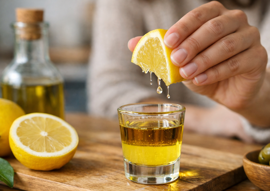 Minuman lemon dan minyak zaitun untuk kulit glowingCampuran lemon dan minyak zaitun yang viral di media sosial